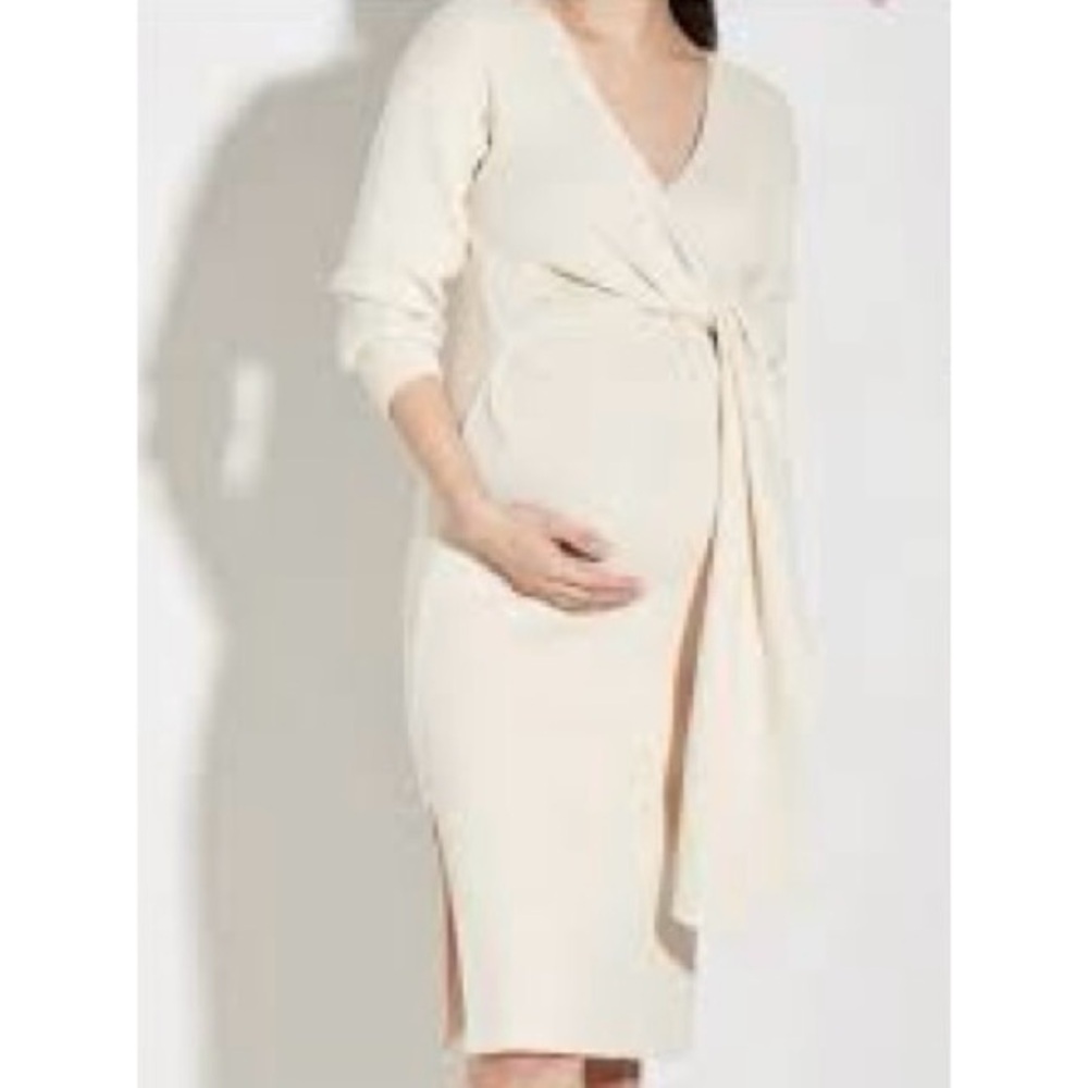 Nothing Fits But NWT Maternity Wrap Sweater Dress Cream One Size